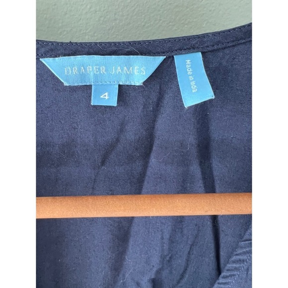 Draper James Navy Blue Wrap Dress Ruffle Hem Tie Waist Casual Size 4 - Picture 4 of 5
